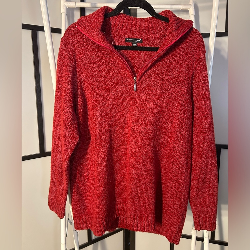 Carolyn Taylor XLarge Half Zip Pull Over Red Sweater